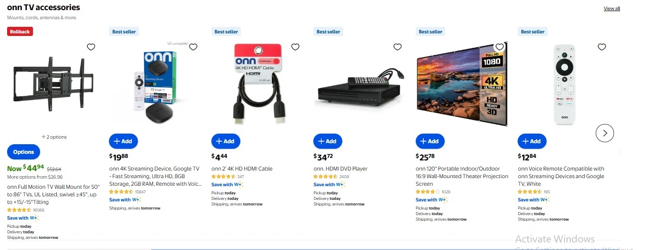 Onn walmart private label brand