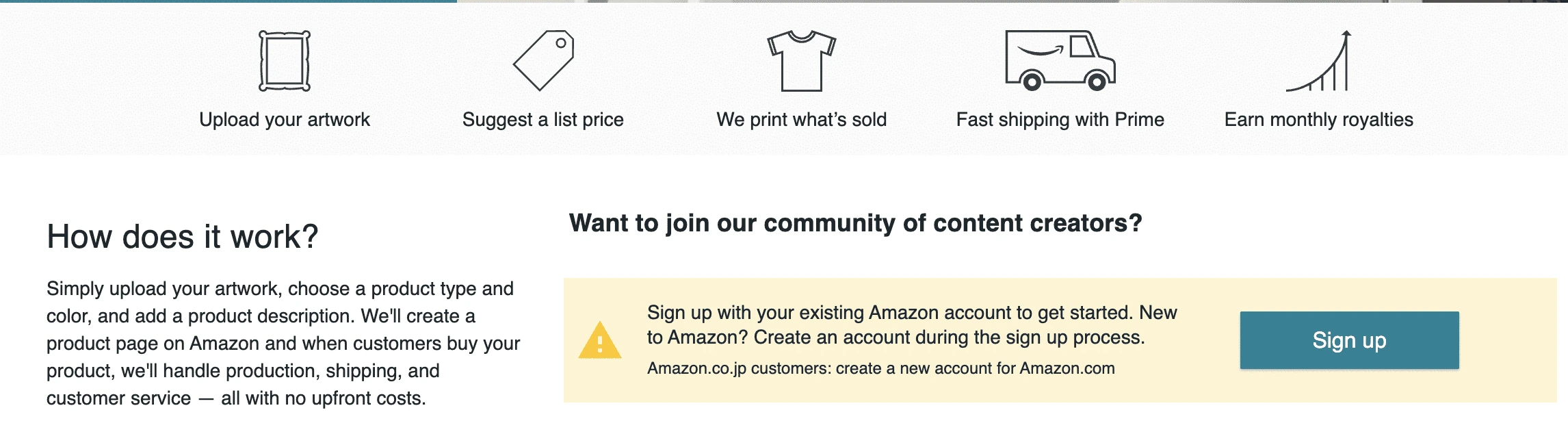 amazon merch on demand sign up first step