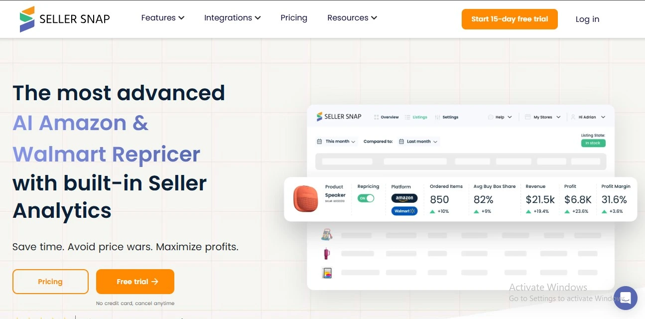 picture showing Seller Snap an amazon repricer tool