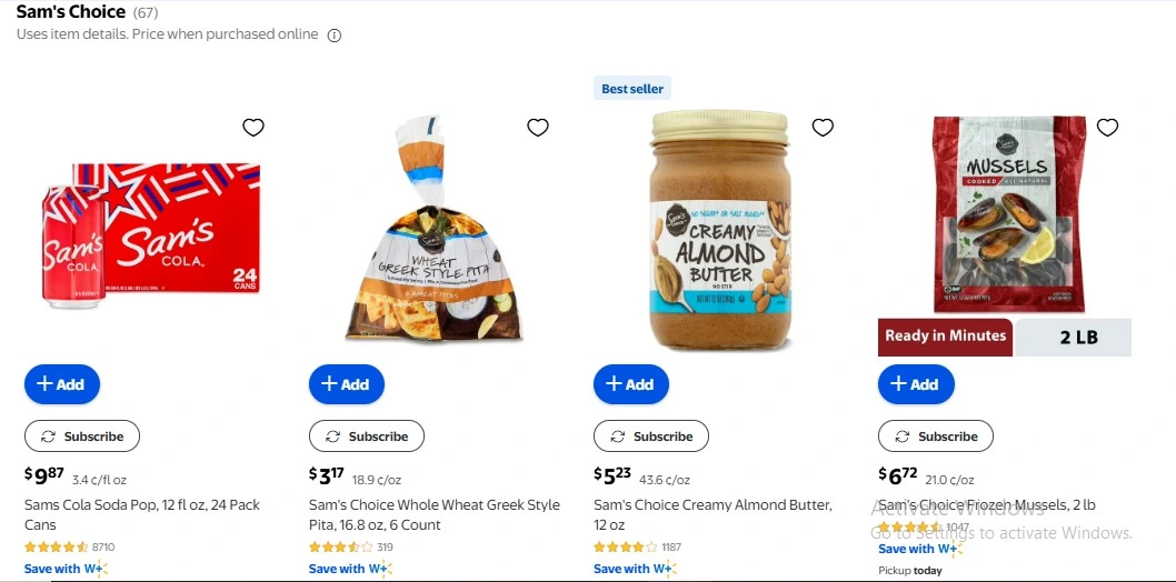 sams choice walmart private label brand