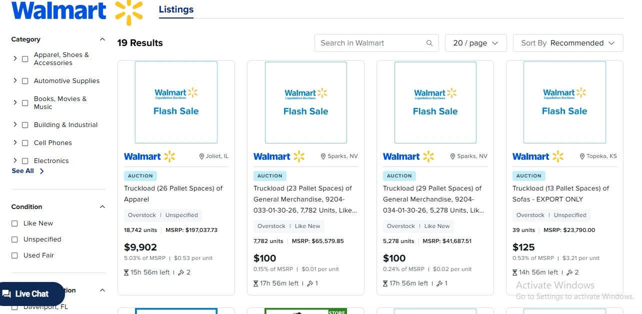 b-stock walmart liquidation pallets provider