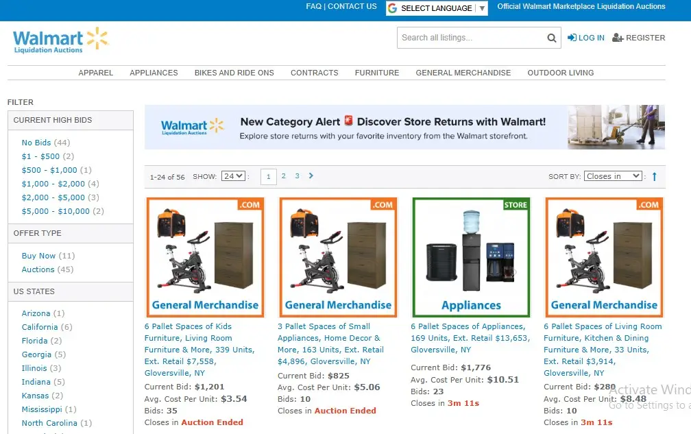 walmart liquidation auctions official
