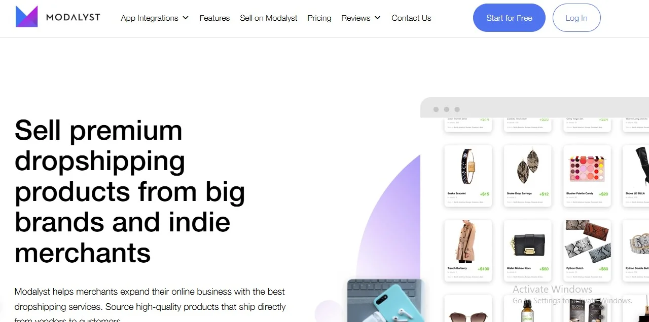 image of Modalyst website a shopify dropshipping supplier