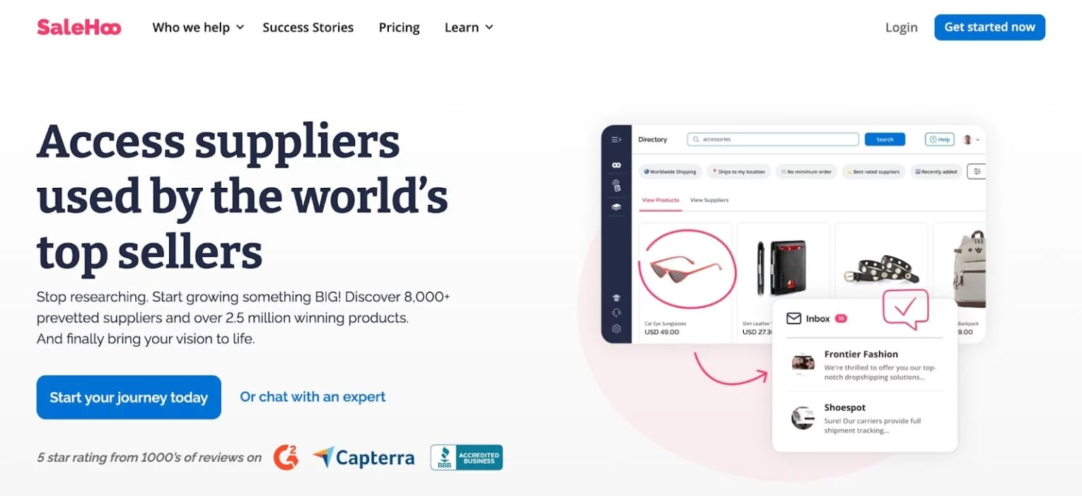 image of SaleHoo website a shopify dropshipping supplier
